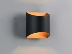 Kleine Wandleuchte SAMDEL Up and Down aus Metall Schwarz Gold, Höhe 10cm