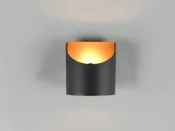 Kleine Wandleuchte SAMDEL Up and Down aus Metall Schwarz Gold, Höhe 10cm