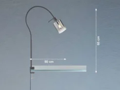 Klemmlampe ISKA Rauchglas Schwarz, Schwanenhals Leselampe, Breite 8,5cm