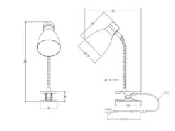 Klemmleuchte HARVEY flexibel, Chrom & Metallschirm Schwarz, 36cm