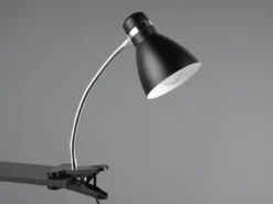 Klemmleuchte HARVEY flexibel, Chrom & Metallschirm Schwarz, 36cm
