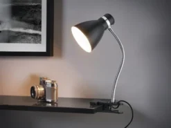 Klemmleuchte HARVEY flexibel, Chrom & Metallschirm Schwarz, 36cm