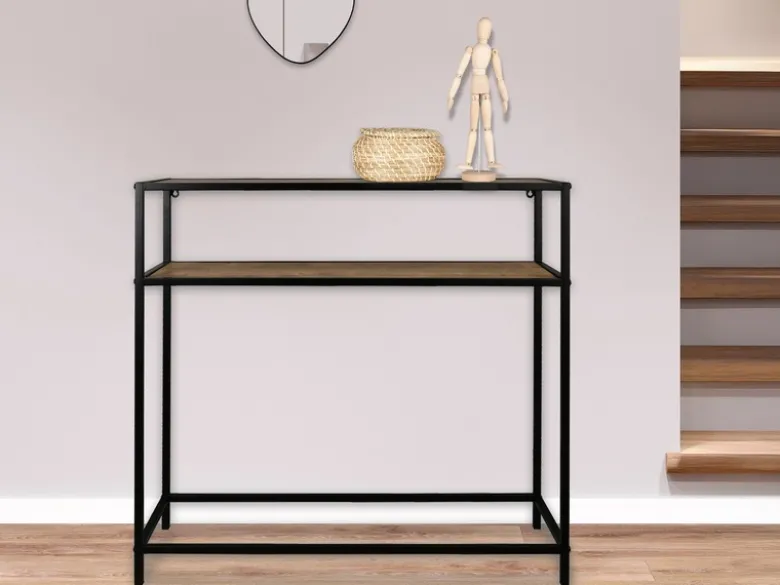 Konsolentisch AVELIN in Holzoptik und Schwarz, Breite 80cm