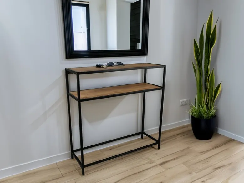 Konsolentisch AVELIN in Holzoptik und Schwarz, Breite 80cm