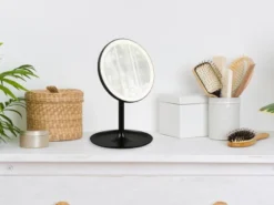 Kosmetikspiegel ELARA mit LED Beleuchtung in Schwarz, Höhe 28,5cm