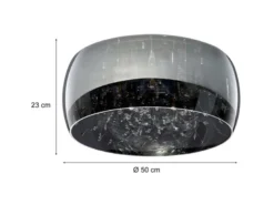 Kristall Deckenleuchte CRYSTEL Glas Chrom verspiegelt & Rauchglas Optik, Ø 50cm