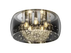 Kristall LED Deckenleuchte Glas Chrom verspiegelt & Rauchglas Optik, Ø 50cm