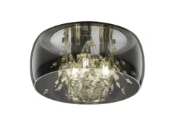 Kristall LED Deckenleuchte Glas Chrom verspiegelt & Rauchglas Optik, Ø 34cm