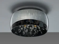 Kristall LED Deckenleuchte Glas Chrom verspiegelt & Rauchglas Optik, Ø 34cm