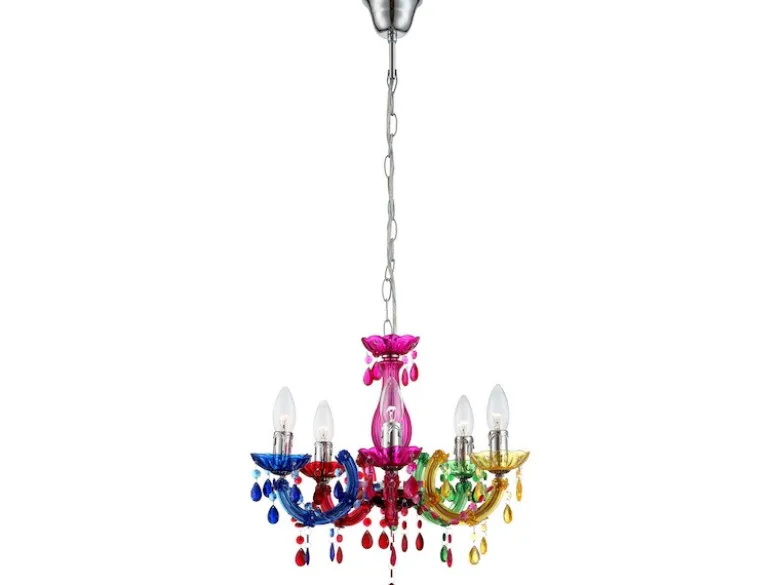 Kronleuchter 5-flammig bunt - Lüster mit Filament LEDs Ø 44cm