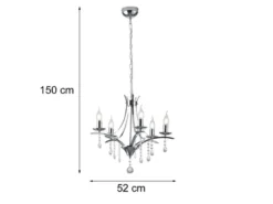 Kronleuchter Lüster LUCERNA Silber mit Kristallbehang, 5-flammig Ø 52cm