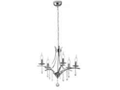 Kronleuchter Lüster LUCERNA Silber mit Kristallbehang, 5-flammig Ø 52cm