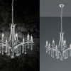 Kronleuchter Lüster LUCERNA Silber mit Kristallbehang, 8-flammig Ø 68cm