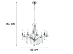Kronleuchter Lüster LUCERNA Silber mit Kristallbehang, 8-flammig Ø 68cm
