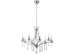 Kronleuchter Lüster LUCERNA Silber mit Kristallbehang, 8-flammig Ø 68cm
