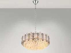 Kronleuchter ORGINA mit Acryl Kristallen und Rauchglas Stäben, Ø 59cm