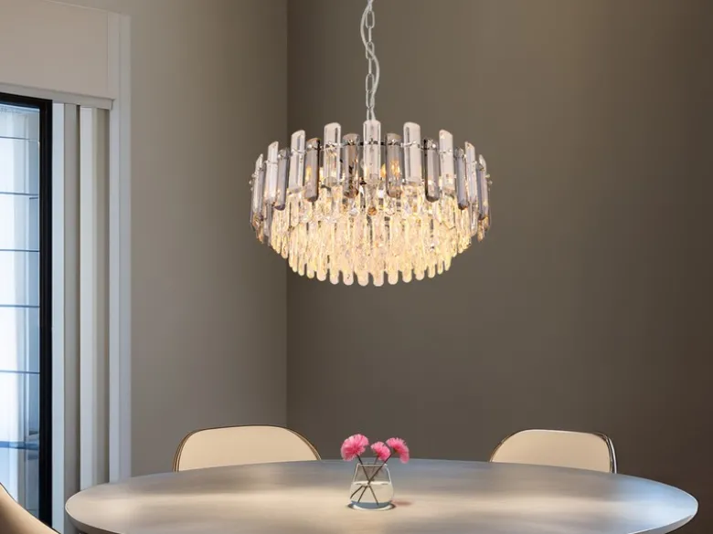 Kronleuchter ORGINA mit Acryl Kristallen und Rauchglas Stäben, Ø 59cm