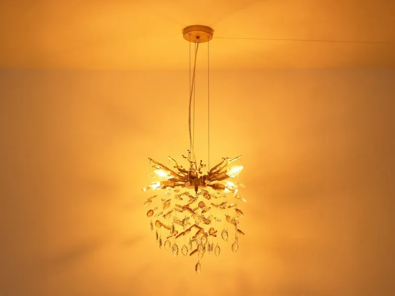 Kronleuchter QUEENA Gold 4-flammig mit Glas Kristall 2-farbig Ø 40cm
