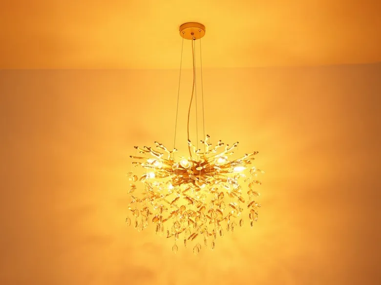 Kronleuchter QUEENA Gold 8-flammig mit Glas Kristall 2-farbig Ø 60cm