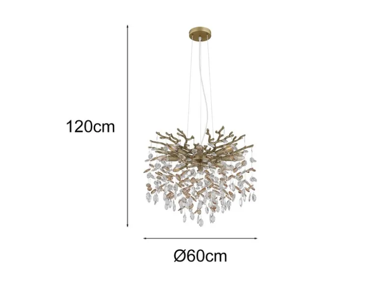 Kronleuchter QUEENA Gold 8-flammig mit Glas Kristall 2-farbig Ø 60cm