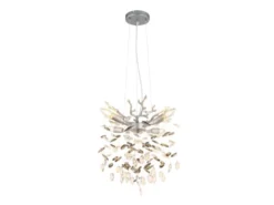 Kronleuchter QUEENA Silber 4-flammig mit Glas Kristall 2-farbig Ø 40cm