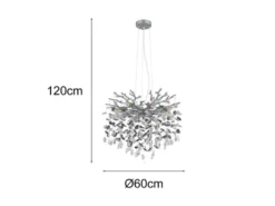 Kronleuchter QUEENA Silber 8-flammig mit Glas Kristall 2-farbig Ø 60cm