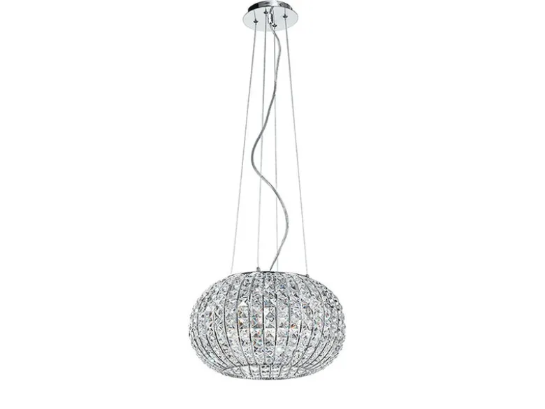 Kugel Pendelleuchte CONCERT Chrom mit Glas Kristallen, Ø 45cm