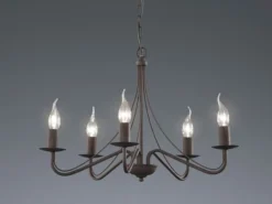Landhaus LED Kronleuchter 5-flammig Metall in Rostoptik Ø 55cm