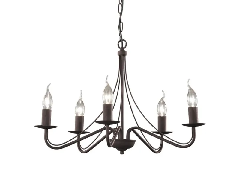 Landhaus LED Kronleuchter 5-flammig Metall in Rostoptik Ø 55cm