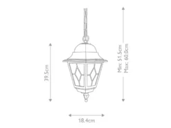 Landhausstil Außen Hängelampe NORFOLK Kettenlaterne mit Bleiglas, max. Höhe 60cm