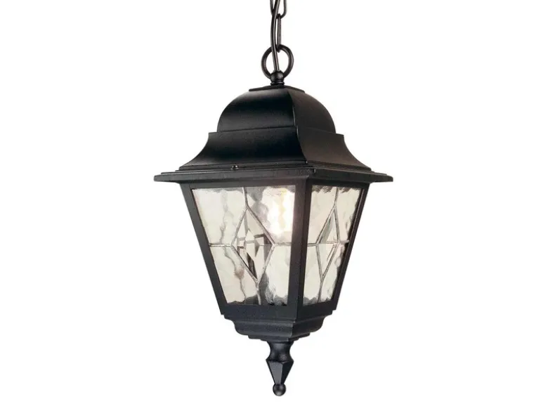 Landhausstil Außen Hängelampe NORFOLK Kettenlaterne mit Bleiglas, max. Höhe 60cm