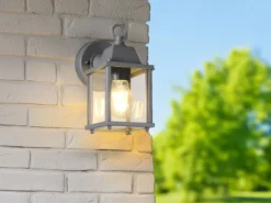 Landhausstil Außenwandleuchte MIRANDE, Wandlaterne Anthrazit, Höhe 22cm