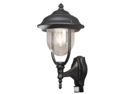 Landhausstil Außenwandleuchte PARMA Schwarz mit Bewegungsmelder, Höhe 48cm