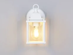 Landhausstil Außenwandleuchte MIRANDE, Wandlaterne Weiß, Höhe 22cm