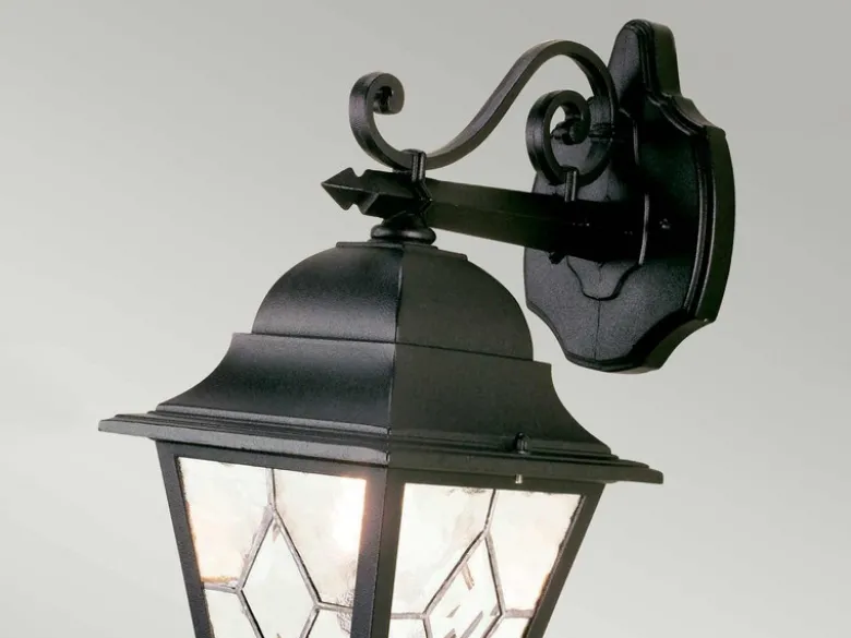 Landhausstil Außenwandleuchte NORFOLK Laterne hängend mit Bleiglas, Höhe 45cm