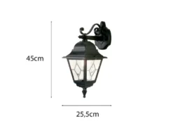 Landhausstil Außenwandleuchte NORFOLK Laterne hängend mit Bleiglas, Höhe 45cm