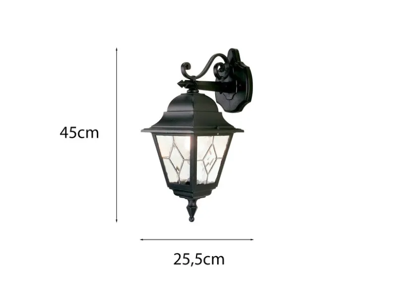 Landhausstil Außenwandleuchte NORFOLK Laterne hängend mit Bleiglas, Höhe 45cm