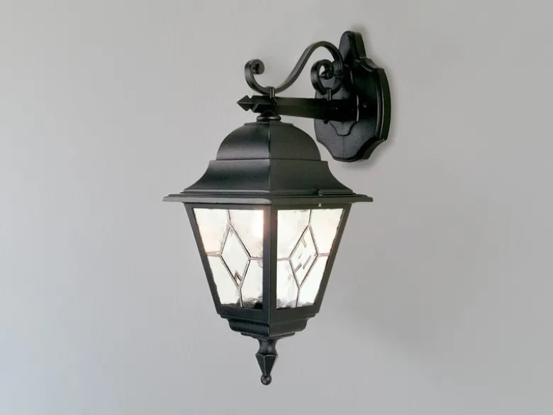 Landhausstil Außenwandleuchte NORFOLK Laterne hängend mit Bleiglas, Höhe 45cm