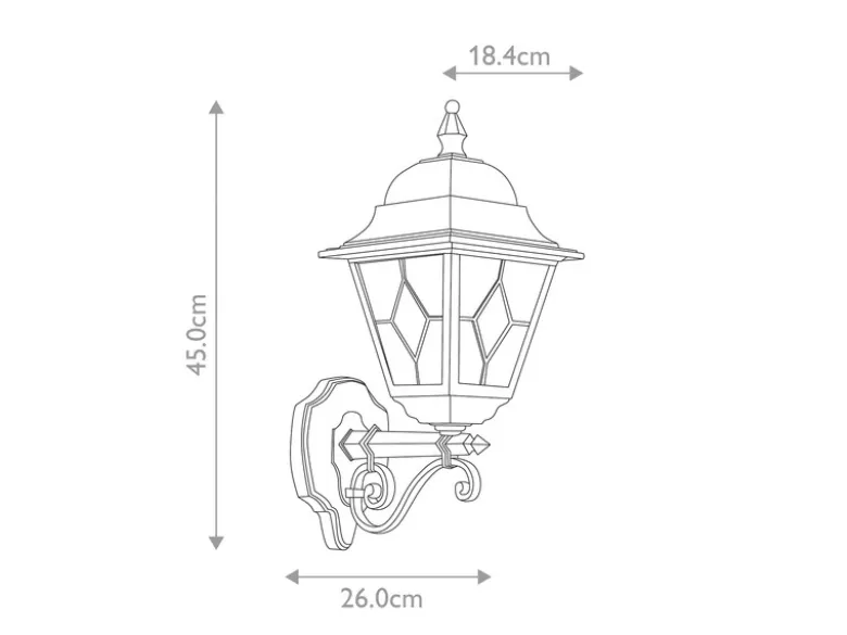 Landhausstil Außenwandleuchte NORFOLK Laterne stehend mit Bleiglas, Höhe 45cm