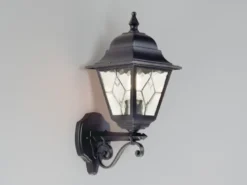 Landhausstil Außenwandleuchte NORFOLK Laterne stehend mit Bleiglas, Höhe 45cm