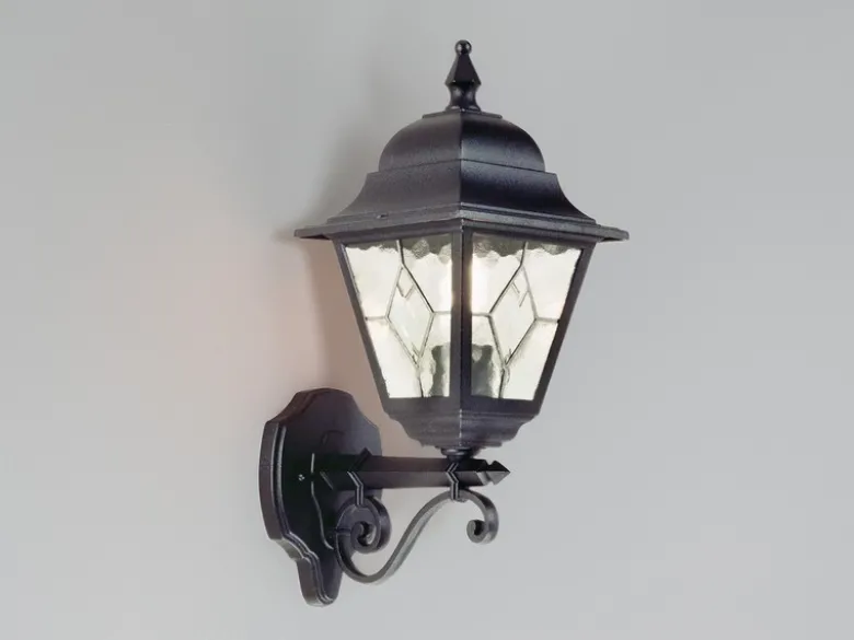 Landhausstil Außenwandleuchte NORFOLK Laterne stehend mit Bleiglas, Höhe 45cm
