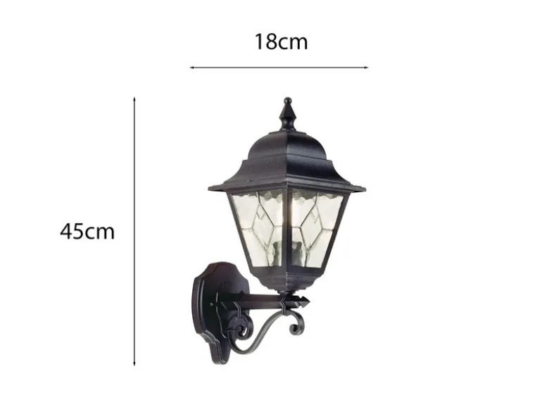 Landhausstil Außenwandleuchte NORFOLK Laterne stehend mit Bleiglas, Höhe 45cm