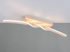 Lange LED Deckenleuchte GINKO Metall Beige, Breite 79cm