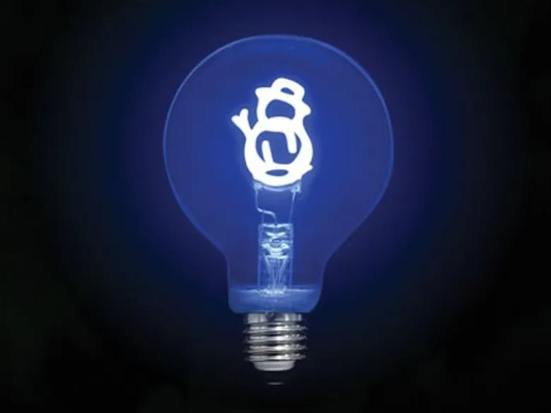 LED Deko Leuchtmittel Schneemann Blau mit E27 Fassung