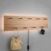 LED Holzbalken Wandgarderobe SAMANTHA mit 9 Haken 75x30cm