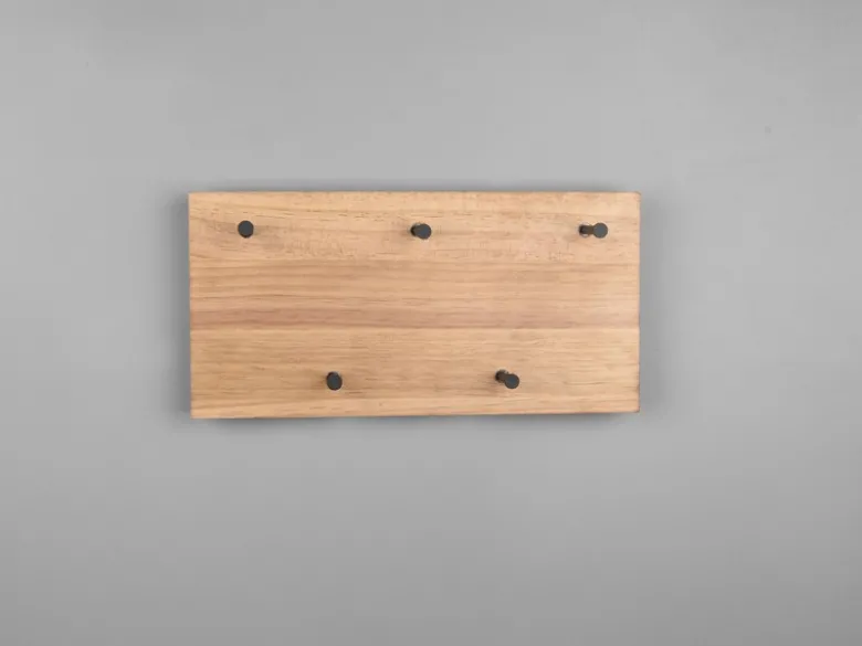 LED Metall Wandregal & Holz Hakenleiste - Set mit Beleuchtung groß & klein