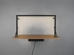 LED Wandregal 2er SET mit Beleuchtung aus Metall schwarz & Holz 50cm breit