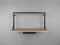 LED Wandregal 2er SET mit Beleuchtung aus Metall schwarz & Holz 50cm breit