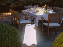 LED Akku Bodenlampe CALLOON mit RGB, Bluetooth Lautsprecher & Weinkühler 50cm