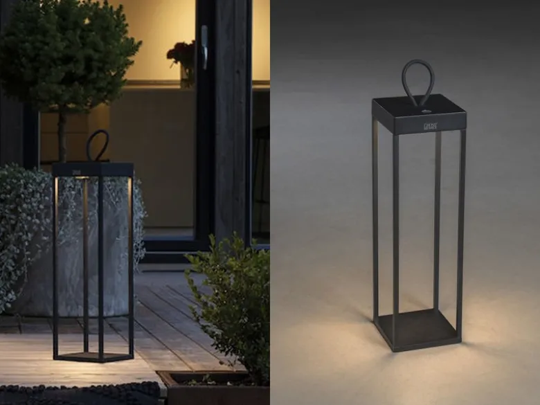 LED Akku Bodenleuchte RAVELLO, Aluminium Schwarz, Höhe 50cm